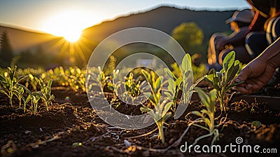 Regenerative farming works on small-scale organic with complex farm such as nutrient rich soil and diverse crop rotation Stock Photo