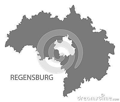 Regensburg grey county map of Bavaria Germany Vector Illustration