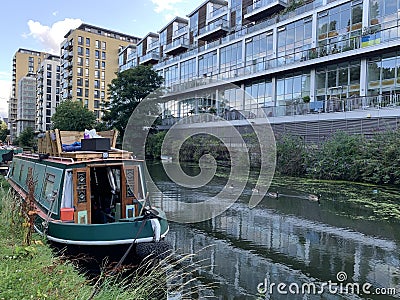 Regent's Canal near the Limehouse Basin and the River Thames in east London Editorial Stock Photo