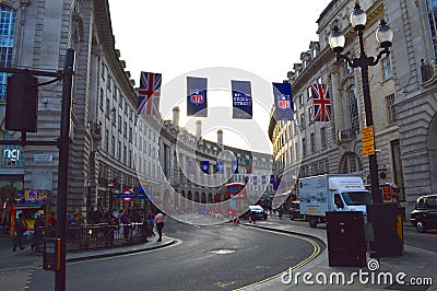 Regent St in Piccadilly Circus Editorial Stock Photo