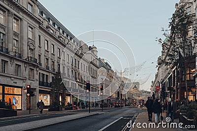 Regent Street, London, UK, decorated with giant hanging angel Christmas lights Editorial Stock Photo