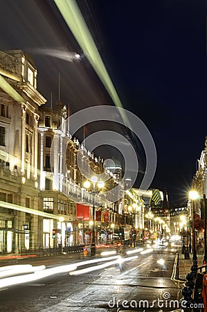 Regent Street in night Editorial Stock Photo