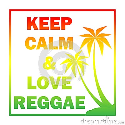 Reggae background with gradient pulms silhouette and quote Vector Illustration