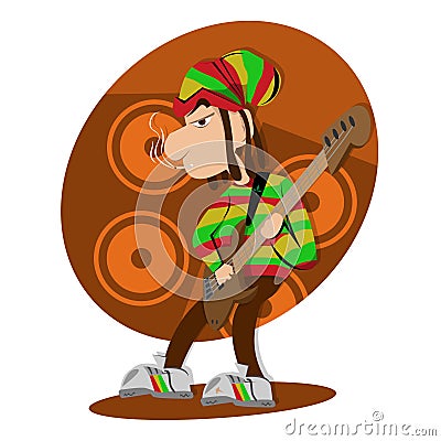 Reggae dread lock bass player Vector Illustration