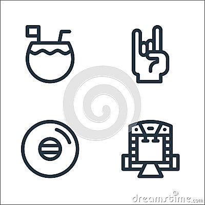 Reggae line icons. linear set. quality vector line set such as stage, vinyl, rock Vector Illustration