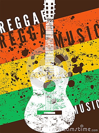 Reggae music poster. Retro typographical grunge vector illustration. Vector Illustration