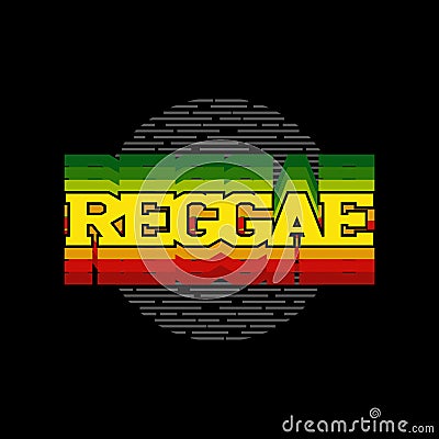 Reggae print music theme illustration, for t-shirt Vector Illustration