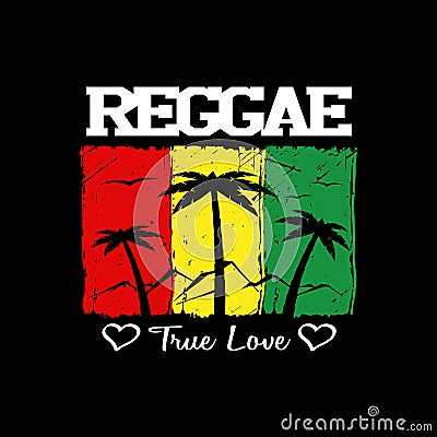 Reggae print music theme illustration, for t-shirt Vector Illustration