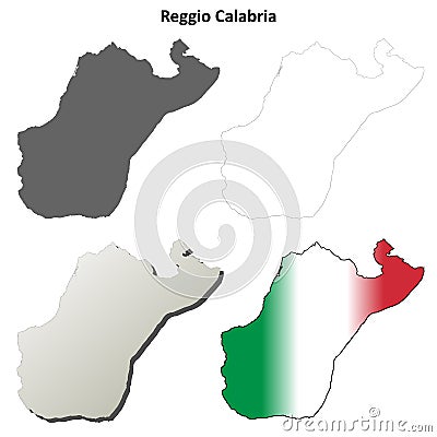 Reggio Calabria blank detailed outline map set Vector Illustration