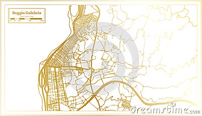 Reggio Calabria Italy City Map in Retro Style in Golden Color. Outline Map Stock Photo