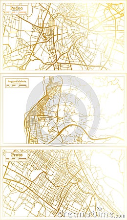 Reggio Calabria, Prato and Padua Italy City Map Set Stock Photo