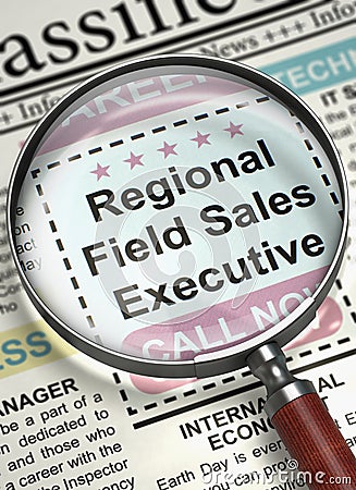 Regional Field Sales Executive Job Vacancy. 3D. Stock Photo