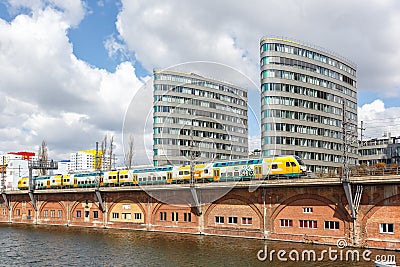 Regional train of ODEG near Jannowitz bridge in Berlin, Germany Editorial Stock Photo