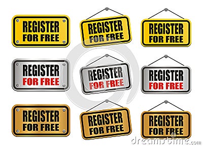 Register for free sign Stock Photo