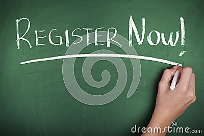 Register Now Sign Stock Photo