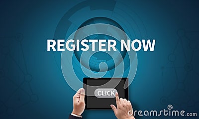 REGISTER NOW Stock Photo