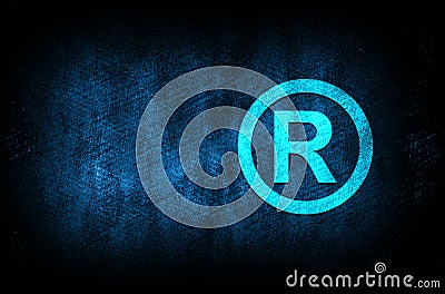 Registered symbol icon abstract blue background illustration digital texture design concept Cartoon Illustration