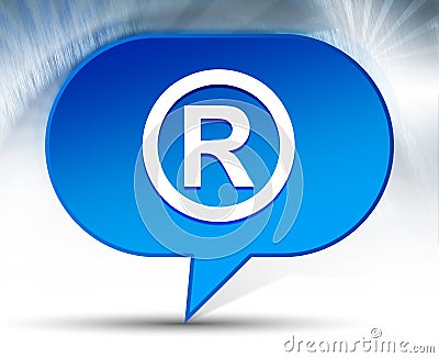 Registered symbol icon blue bubble background Stock Photo