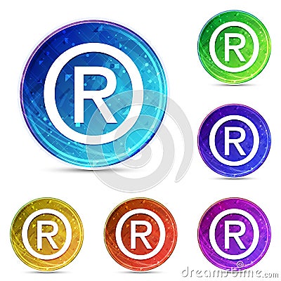 Registered symbol icon digital abstract round buttons set illustration Vector Illustration