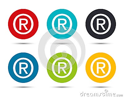 Registered symbol icon flat round button set illustration design Vector Illustration