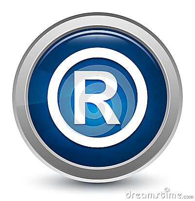 Registered symbol icon starburst shiny blue round button illustration design concept Cartoon Illustration