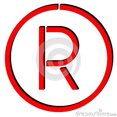 Registered trade mark 3D symbol. Original stencil design Stock Photo