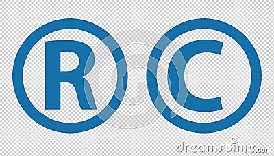 Registered Trademark And Copyright Icons - Vector Illustration - Isolated On Transparent Background Stock Photo