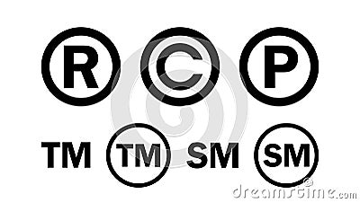 Registered Trademark Copyright Icon Set Stock Photo