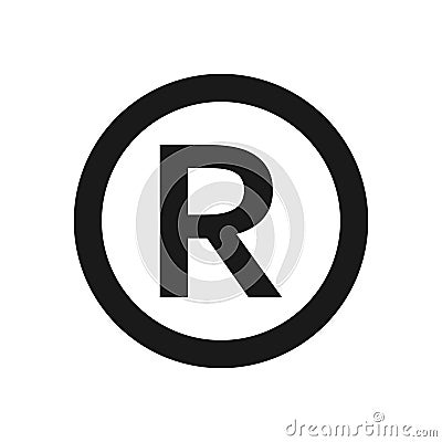 Registered trademark sign. Registered Trademark symbol , isolated black vector illustration eps10 Vector Illustration