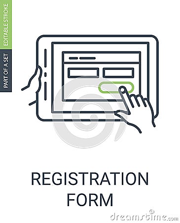 Registration Form Icon with Outline Style and Editable Stroke Vector Illustration