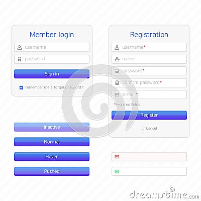 Registration form and login Vector Illustration