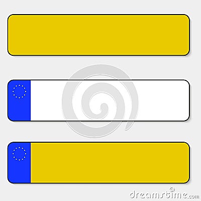 Registration plates vechicle registration plates of Europe and Great Britain United Kingdom with shadows Unia of Europe Vector Illustration