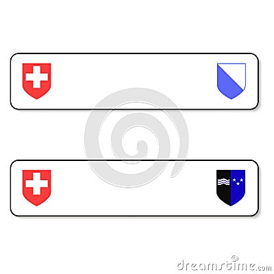 Registration plates vechicle registration plates of Switzerland with different signs Stock Photo