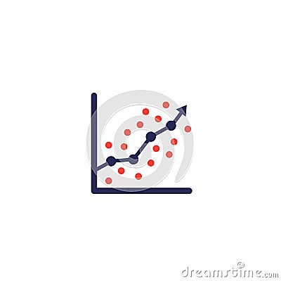 Regression analysis icon with graph Vector Illustration