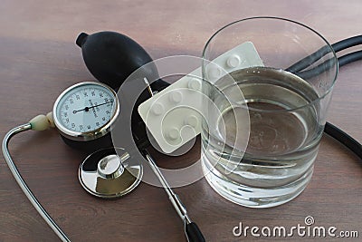 Regular blood pressure measurement Stock Photo