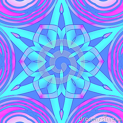 Regular centered star ornament turquoise purple pink violet Stock Photo