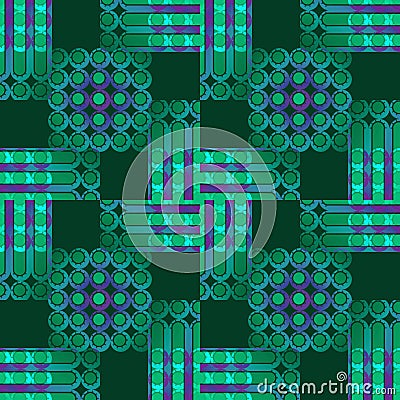 Regular concentric circles and stripes pattern purple green Stock Photo