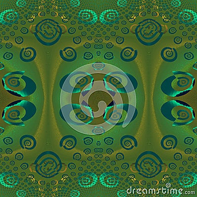 Regular ellipses and spirals pattern green brown gray turquoise Stock Photo