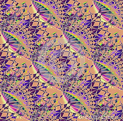 Regular intricate pattern in purple shades on light brown diagonally Stock Photo