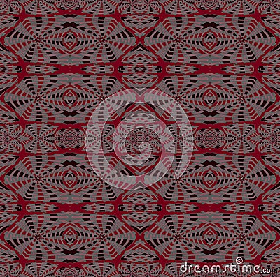 Regular intricate pattern red pink gray black Stock Photo