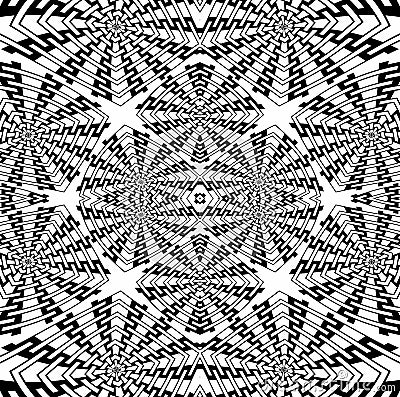 Regular intricate squares pattern black and white centered coloring page Stock Photo