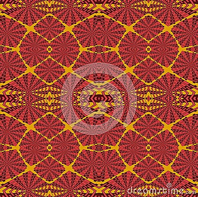 Regular intricate squares pattern red orange dark brown Stock Photo