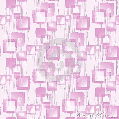 Regular intricate squares pattern with wavy lines pink violet white overlying Stock Photo