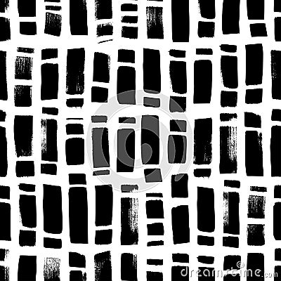 Regular rectangle brush strokes vector seamless pattern. Hand drawn abstract background. Vector Illustration
