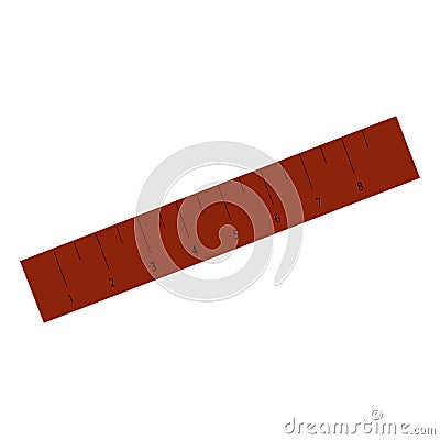 regular rectangular red ruler with markers for drawing Vector Illustration