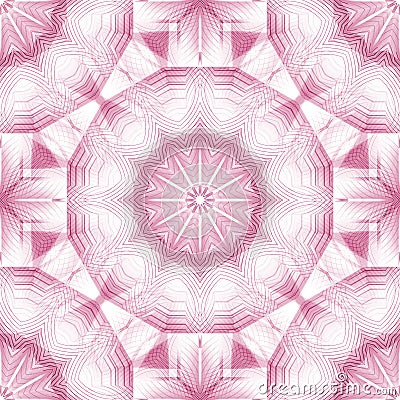 Regular round and delicate ornamental pattern white pink red and violet centered Stock Photo