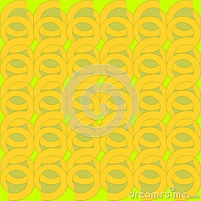 Regular round pattern yellow green spirals overlaying Stock Photo