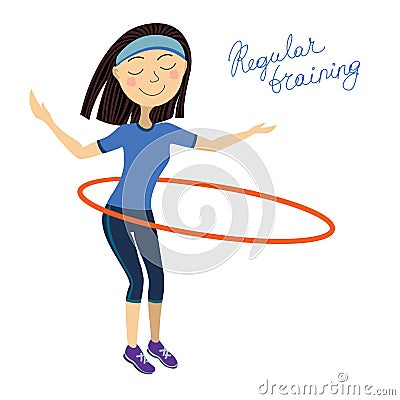 Regular training, Spin the hoop girl Vector Illustration