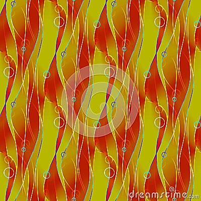 Regular wavy lines and circles pattern lemon lime green and red vertically Stock Photo