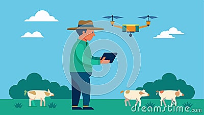 By regularly using drones for livestock counting farmers can better track patterns and monitor the overall growth of Vector Illustration